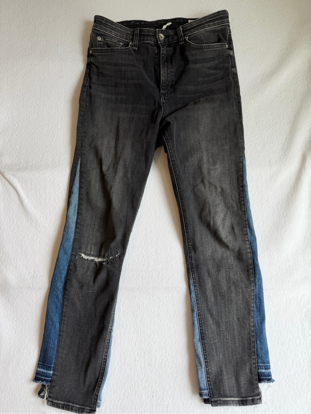 Rag & Bone Nina High Rise Ankle Cigarette Jeans 30 Black Blue Colorblock - Picture 2 of 14